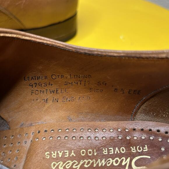 loake bros Fontwell brown leather dress shoes Formal Wear men’s Size 8.5 EEE - Picture 16 of 16